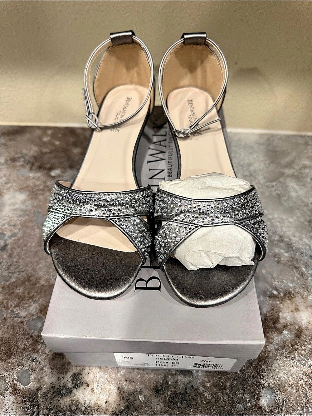 Benjamin Walk Touch Ups Dyeables Embellished Heels in Gray New